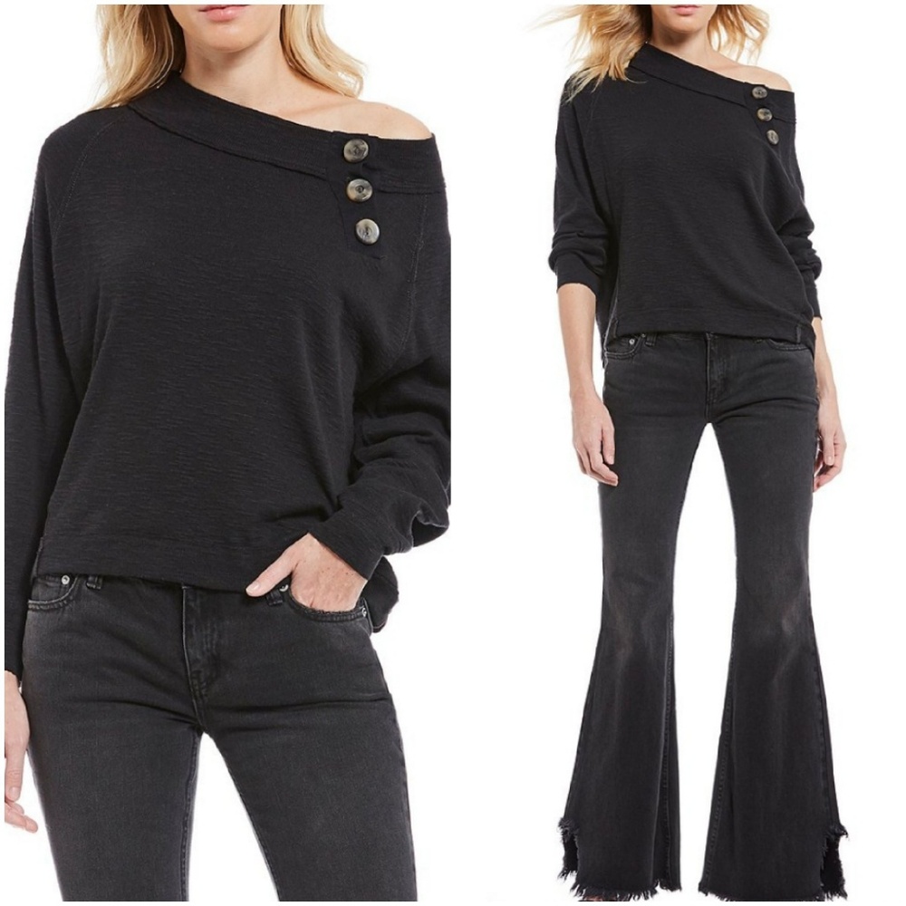 NWT Free People Don't Forget Me Knit Button-Detail